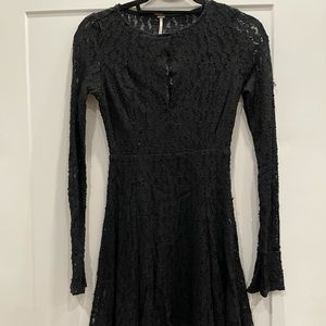 Black lace Free People Dress with Bell Sleeve